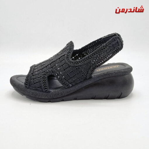 صندل کنفی زنانه مشکی مدل بامبو